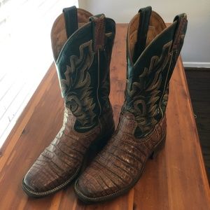 Boulet Brown Caiman Alligator Cowboy Boots